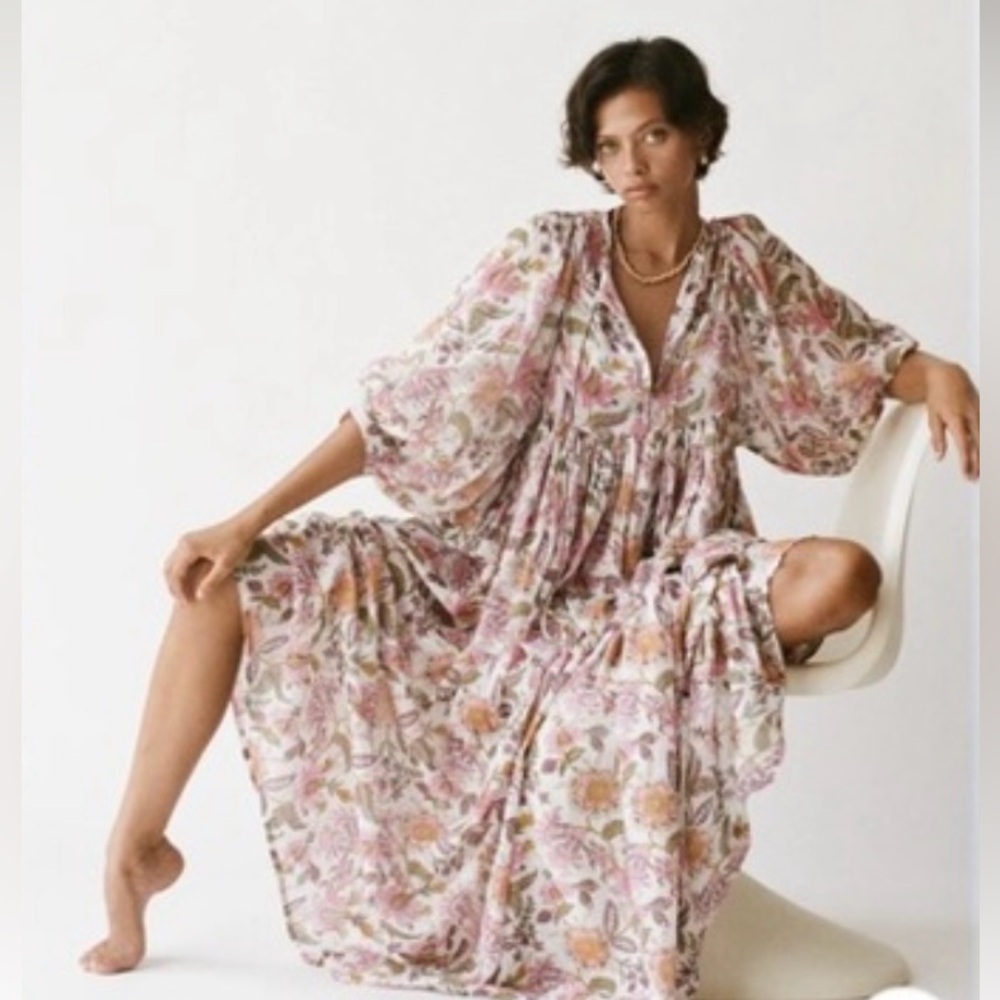 Daughters of India Kyra Maxi in Fuscia Bloom, 2XL, Like New